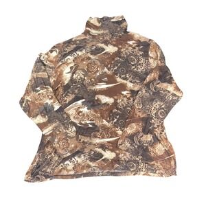 Investments Shirt Womens 3X Stretch Turtleneck Pullover Patterned Made in USA